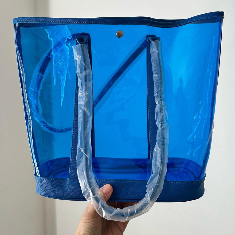 Clear blue tote bag
